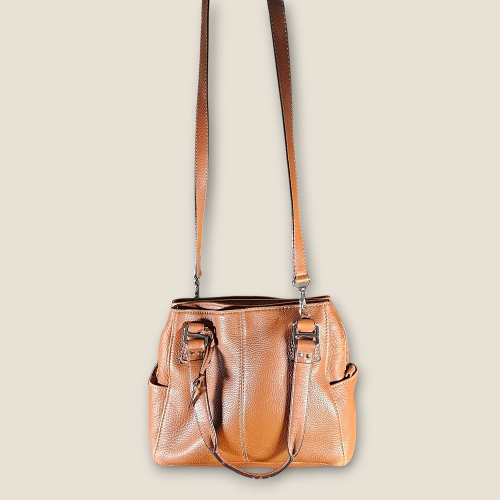 Fossil Brown Leather Satchel Handbag Crossbody Bag Purse Key Accent
